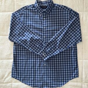 Roundtree & Yorke Long Sleeve Plaid Shirt - Blue/White plaid. XL